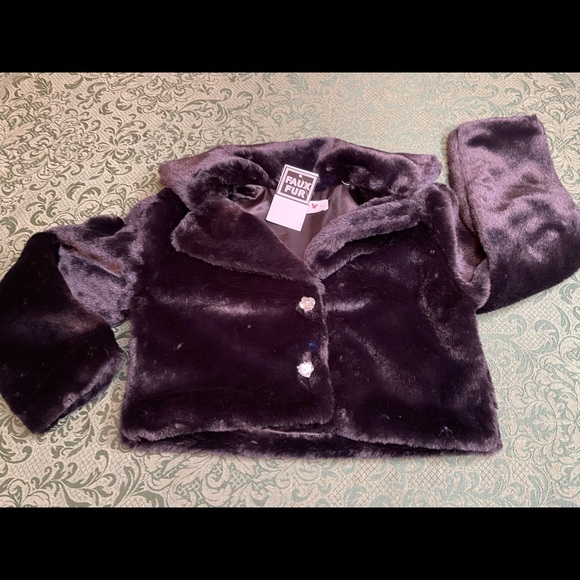 NWT 4 fur coat dress jacket Christmas hanukkah blk - Picture 4 of 7